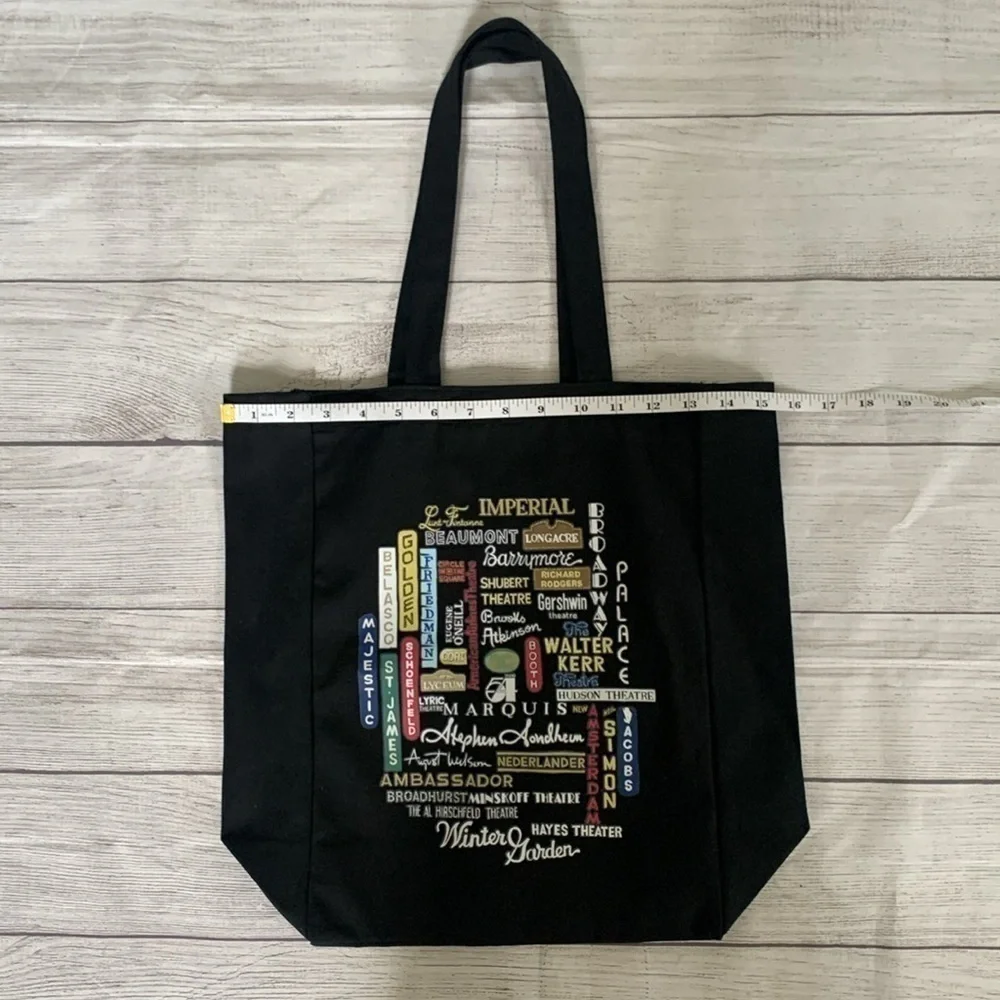 NWOT Broadway-themed Black Cotton Canvas Tote Bag